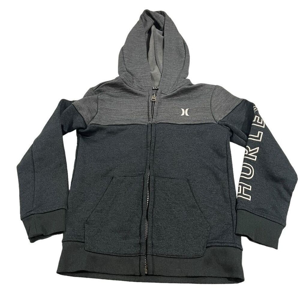 Hurley Charcoal‎ Grey Full Zip Hoodie - Kids Size 5